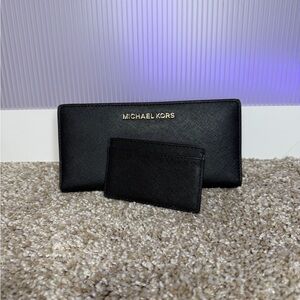 Michael Kors Black Wallet and Card Holder Duo